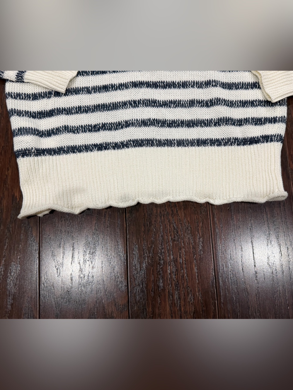 J.Crew Women Stripe Sweater Small Linen Blend Navy WhiteGold Button Nautical NEW - Picture 3 of 10